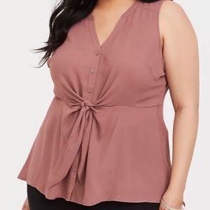 Torrid - Walnut Georgette Tie Front Sleeveless Blouse - 5